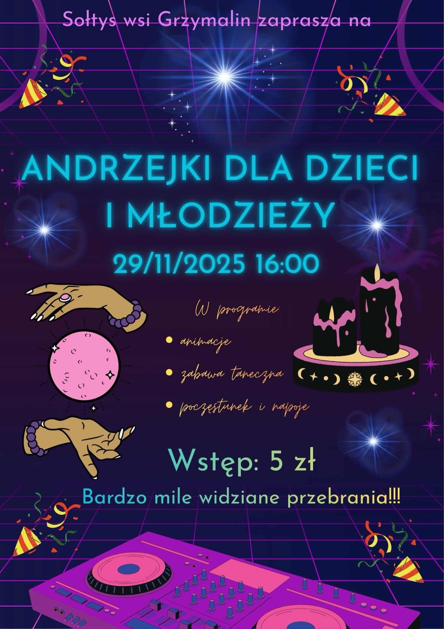 Andrzejki dla dzieci i młodzieży – plakat